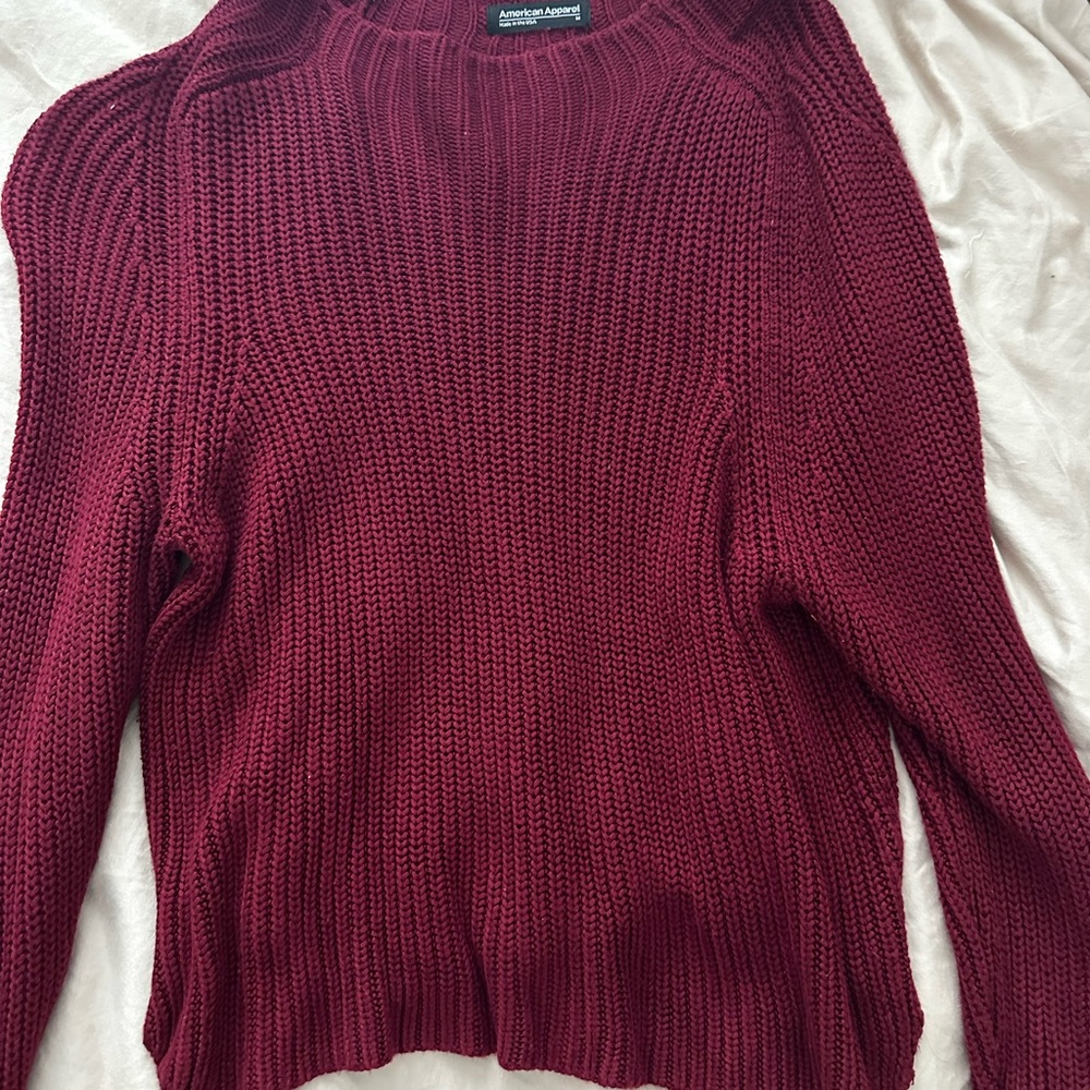 American Apparel Women's Deep Red Crew Neck Sweater